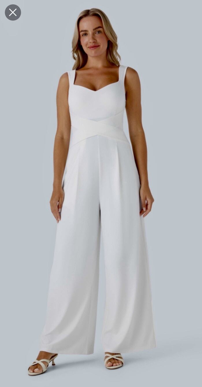 Halara S Small Jumpsuit White Sleeveless Casual Lined Top New Read For Dimension